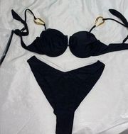 Black bikini with gold detailing