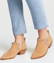 Katen Studded Suede Ankle Booties Tan Size 7