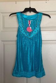 Heart Soul Sleeveless Top with Studs Around Neck