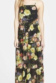 June & Hudson Floral Black Maxi Dress Medium