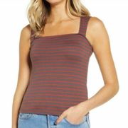 Articles Of Society Wide Strap Tank Red Stripe Square Neck Women's Small