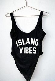 Dixperfect Black And white “island Vibes” One Piece Bathing Suit Women Size M