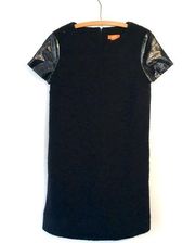 Joe Fresh Wool Blend Leather Trimmed Shift Dress