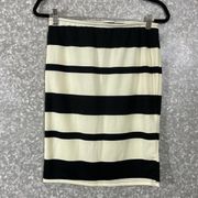 Metaphor Black & White Striped Jersey Pencil Skirt - Size Small - Knee Length