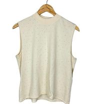 Vintage St. John Knit Ivory High Neck Sleevless Top Size Large Deadstock NWT