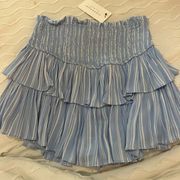 American Threads Blue and White stripped smocked skirt NWT size medium