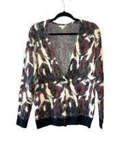 Black & Cream Eyelash Leopard Print Oversized Sweater Cardigan