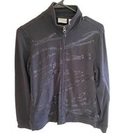 Chico’s Zenergy Black Sequin Full Zip Mock Neck Athletic Jacket Pockets Size S