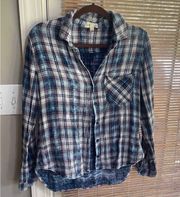 Cloth & Stone Plaid Button Down Long Sleeve anthropologie Shirt medium