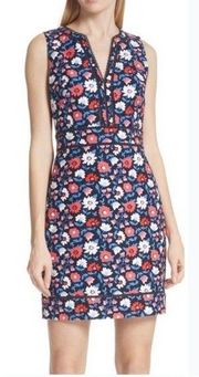 Kate Spade Daisy Jacquard Sleeveless Sheath Mini Dress Navy Blue Pink Size 2