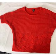 Worthington red knit pullover sweater LARGE Dolman sleeve short sleeve