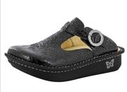 Alegria Classic ALG-531 Womens Black Emboss Rose Leather Comfort Clog Shoes US 9