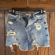 SO  size 3 women’s blue ripped high rise jean shorts