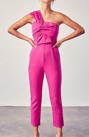 NWT DO+ BE boutique Magenta pink Taffeta Knot Jumpsuit bow size medium