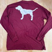 Victoria’s Secret PINK Maroon Dog Long Sleeve Shirt Women’s Small