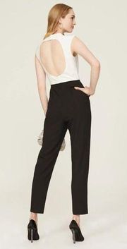 Hutch Open Back Jumpsuit White and Black Womens Size 2