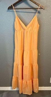 Nordstrom Tiered Orange Maxi Dress Size Small NWT