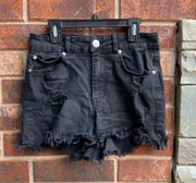 Black Ripped Jean Shorts Sz 6