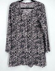 NWT Thalia Sodi Animal Leopard Print Pajamas Size Large sleep shirt button down