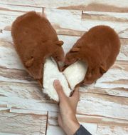 Tan Fuzzy Fleece Lined Slippers 