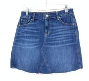 Old Navy Womens Size 4 A-Line Denim Cut Off Mini Skirt Medium Wash