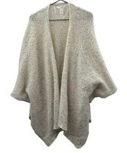 LC Lauren Conrad Oversized Cream Multicolor Knit Sweater Poncho Cardigan One Sz