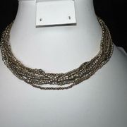 Multi Strand Seed Bead and Metal Bead Necklace