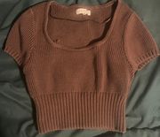 Brown Cropped Knit Sweater Top