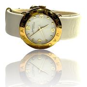 MARC BY MARC JACOBS Gold Plated White Leather Watch