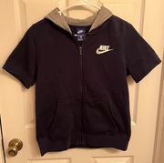 Nike Women’s size Large Navy Blue Short Sleeve Hooded Zip-Up