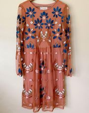 Orange Flower Embroidered Dress