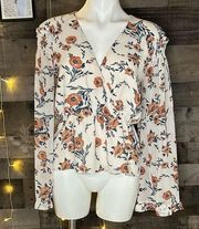 JUNE & HUDSON FLORAL BELL SLEEVE TOP