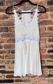 Selfie Leslie Cream White Crochet Lace Sleeveless Racerback Mini A-Line Dress XS