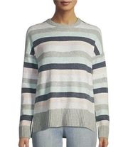 time & tru super soft striped crewneck pullover sweater