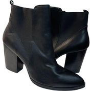 BLONDO Waterproof Ankle Boots Black Leather Block Heel Chelsea Zip Size 7.5 M