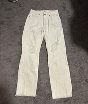 Urban Outfitters White Ripped Cowboy Jeans