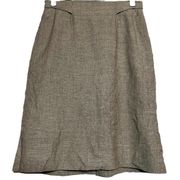 Armani Collezioni Straight Pencil Skirt Linen Back Zip Slit Flat Front Beige 4