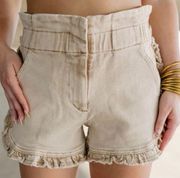 DEAR JOHN RUFFLE LIGHT BROWN SHORTS (NWT)