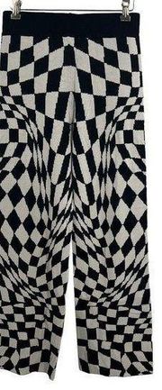 Daydreamer Black and White Wave Sweater Knit Pant Small New