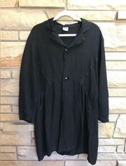 CP Shades Tunic Overcoat Long Sleeve Top Double Button Pockets Black Medium