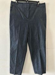 St. John Pants Denim Chambray Straight Leg Dark Wash Size 12