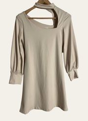 REVOLVE Susana Monaco Cream Long Sleeve Asymmetrical Mini Dress Size S