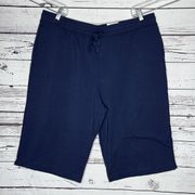 Karen Scott Sport NWT Plus Size 1X Blue Pull-On Cotton Knit Bermuda Shorts