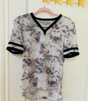 All Saints 100%‎ Silk Ana Tyde Varsity Tee Size XSmall