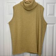 Fashion Bug Gold Glitter Sleeveless Turtleneck  Sweater Size 26/28 NWT