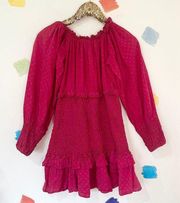 M ALEXIS Marilena Smocked Pink and Orange Polka Dot Mini Dress