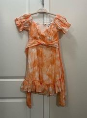 Angel Biba Orange Creamsicle Tie Dye Ruffle Romper Size XS $100