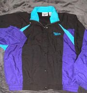 Vintage! Reebok zip up button windbreaker 100% nylon 424 size large fantastic!