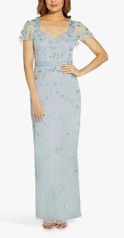 PAPELL STUDIO Embellished Maxi Gown Women's 4 Blue Sweetheart-Neckline READ