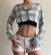 Cropped Dystopiacore Grunge Plaid Shirt 